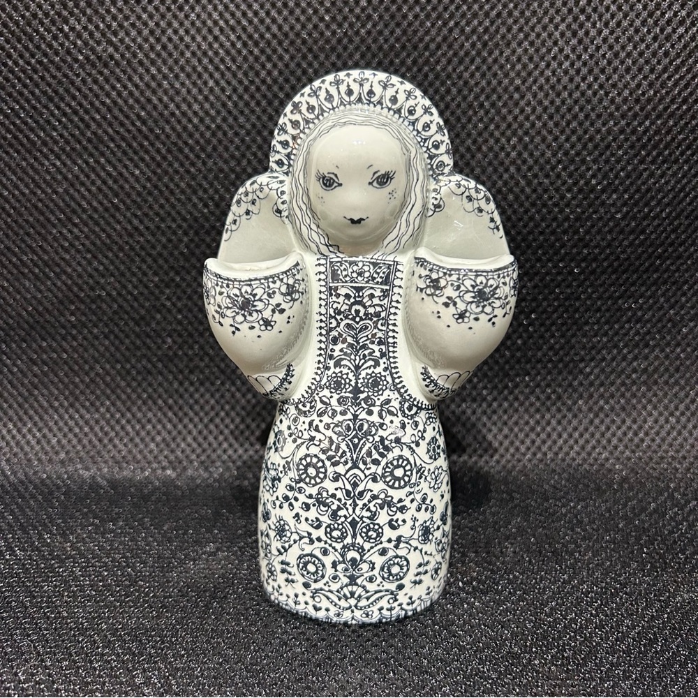 Vintage Danish Nymolle by Jacob E Bang Angel Candle Holder Black White Denmark